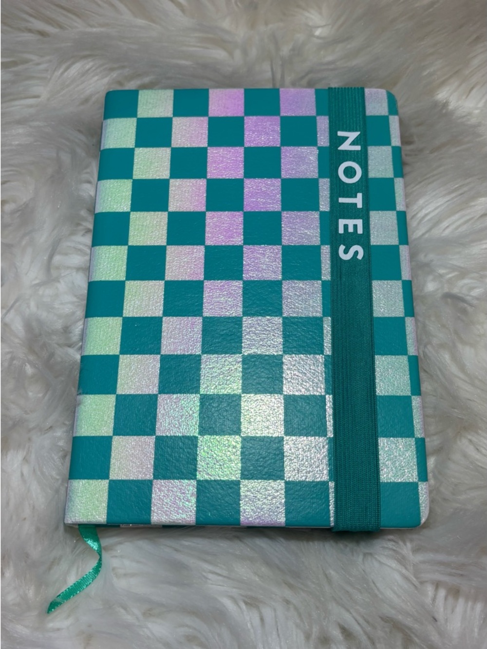 Eccolo Teal and Iridescent Checkerboard Notes Journal - Picture 2 of 10